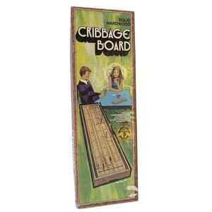 Vintage Solid Hardwood Cribbage Board Game complete Box 1972 Pacific Game Co